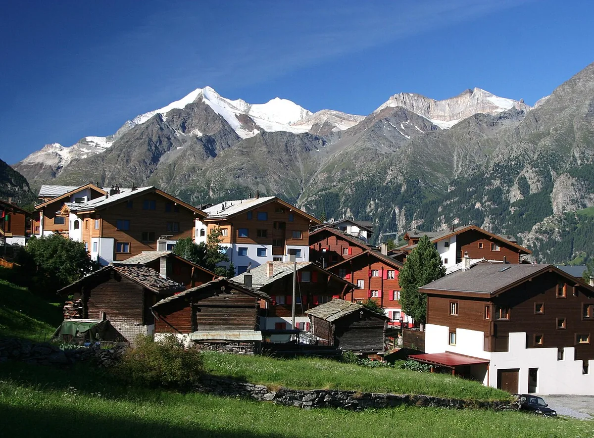 Grächen, Switzerland. Photo: Earth explorer (Public domain); resized and converted to WebP.